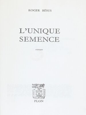 cover image of L'unique semence